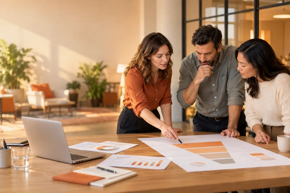 Teams aligning around a shared funnel chart